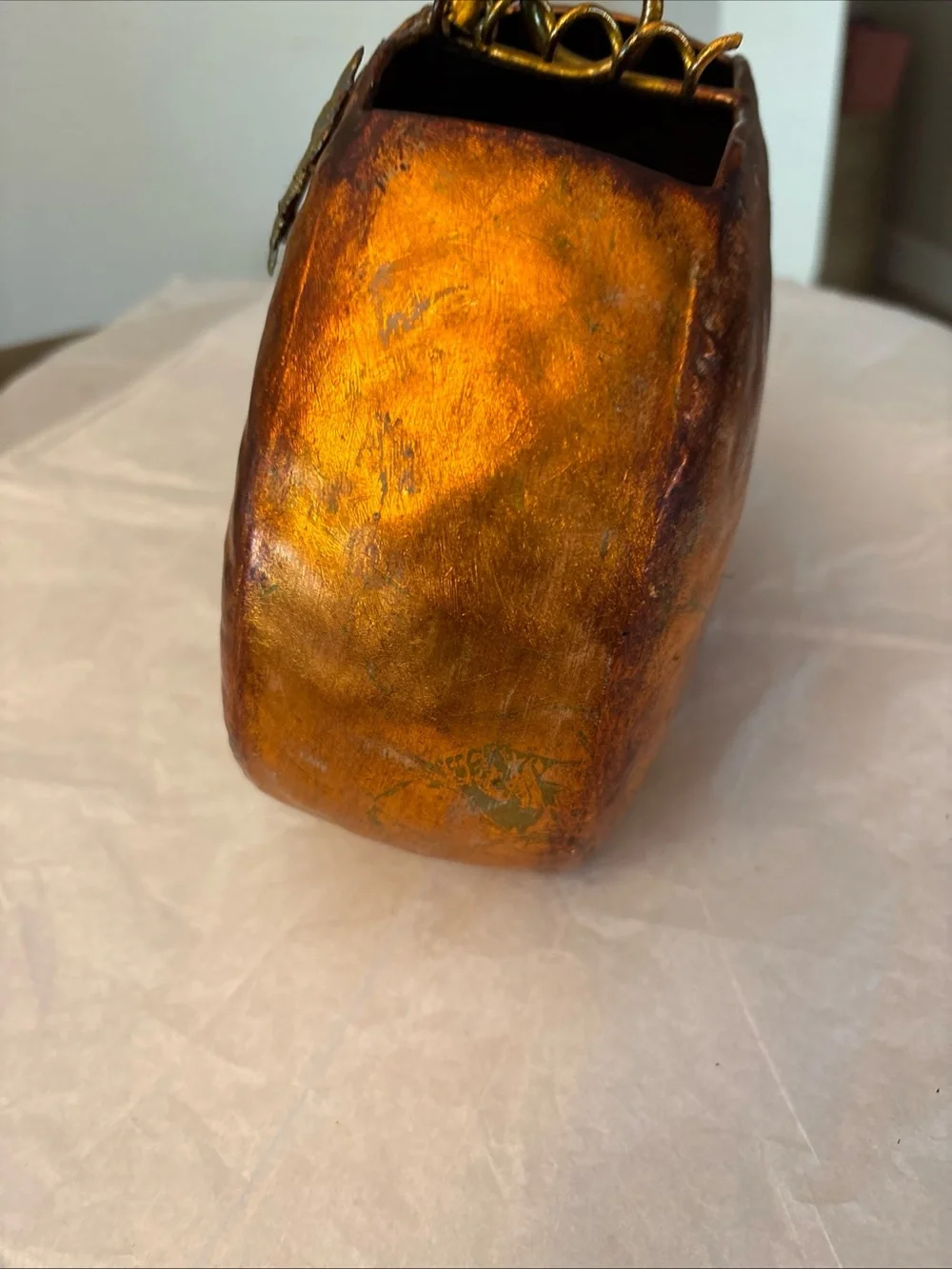 Adorable Hanging /sit Orange Metal Pumpkin Candle Holder Fall Autumn Decoration